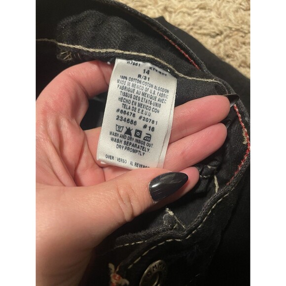 TOMMY HILFIGER Vintage 90s Straight Leg Black Denim Jeans Womens 14 L\33 - Picture 5 of 11